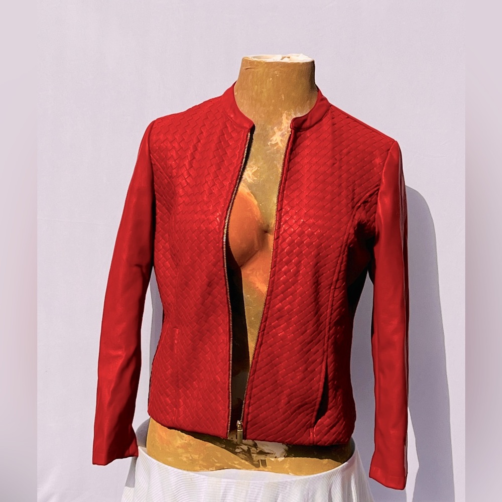 Colleen Lopez Red Faux Leather Coat